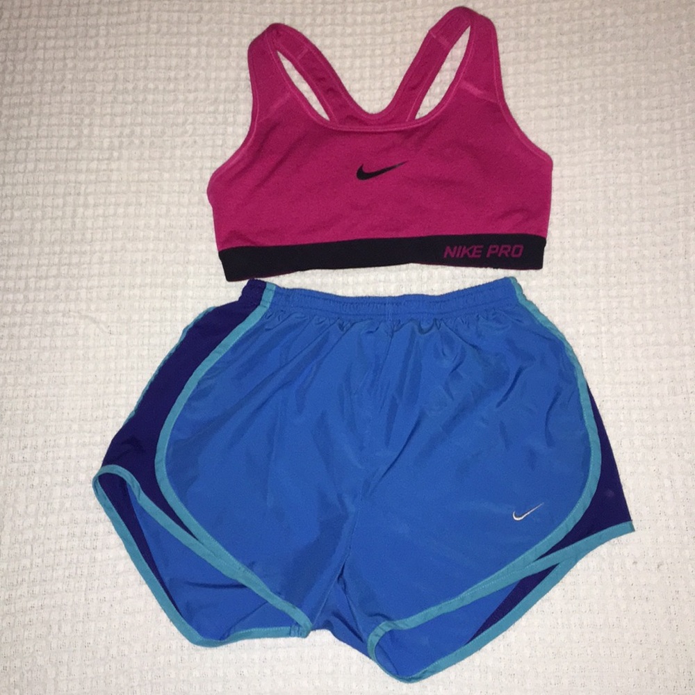 Pink Nike DriFit Bra & Nike DriFit Shorts Bundle